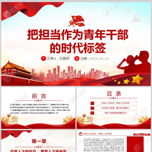 把担当作为青年干部的时代标签专题党课课件ppt模板