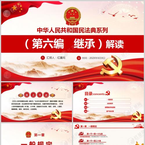 中华人民共和国民法典系列第六编继承解读党课PPT模板含讲稿