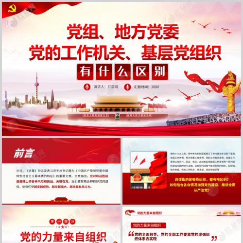 党组地方党委党的工作机关基层党组织的区别微党课PPT模板含讲稿